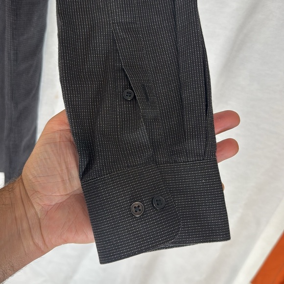 Men’s Large Calvin Klein button up dress shirt Black with white accent New WOT - Picture 7 of 7